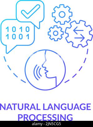 Natural language processing blue gradient concept icon Stock Vector