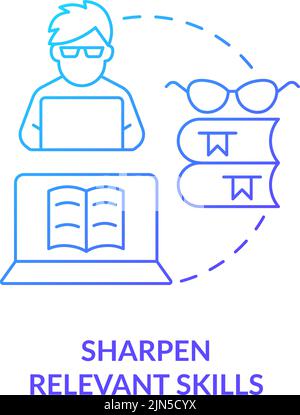Sharpen relevant skills blue gradient concept icon Stock Vector