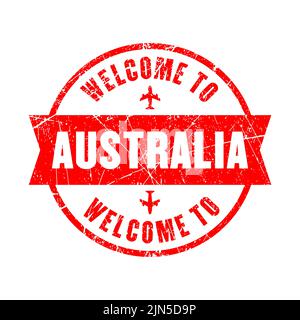 welcome to australia. red stamp isolated background Stock Vector