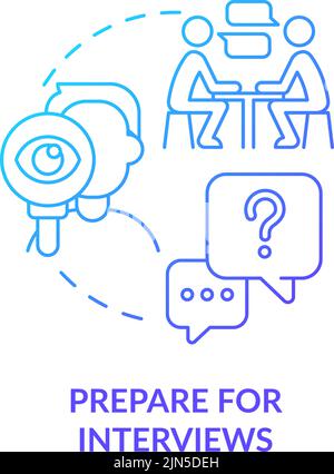 Prepare for interviews blue gradient concept icon Stock Vector