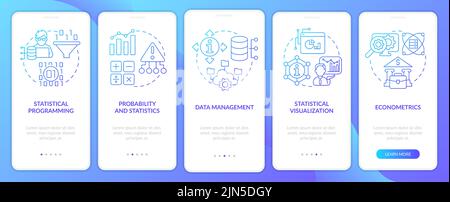 Data analyst skills blue gradient onboarding mobile app screen Stock Vector