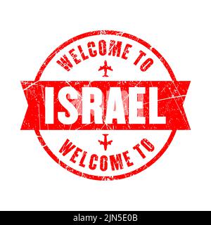 Israel. Welcome to Israel stamp isolated background Stock Vector