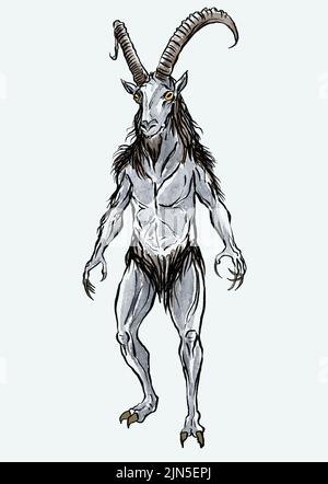 The Goat Man illustration cryptid monster Stock Photo - Alamy