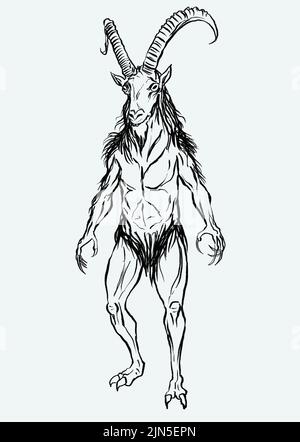 The Goat Man illustration cryptid monster Stock Photo - Alamy