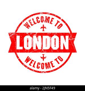 welcome to London red round ribbon stamp isolated background Stock Vector
