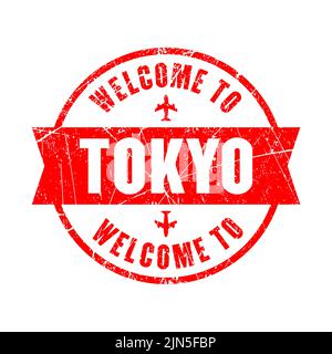 welcome to Tokyo japan red round grunge welcome to stamp Stock Vector