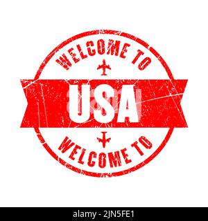 Made in USA stamp, red color, isolated background Stock Vector