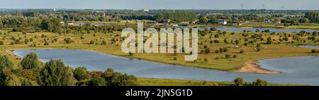 Panorama of Blauwe Kamer nature reserve nearby the city of Rhenen, as seen from the Grebbeberg observation point Stock Photo