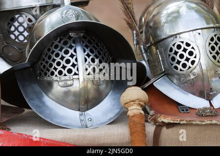 Modena, Italy. 10th Sep, 2016. Gladiator helmets. Credit: Independent Photo Agency/Alamy Live News