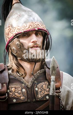 Modena, Italy. 10th Sep, 2016. Celtic warrior with helmet and armor. Credit: Independent Photo Agency/Alamy Live News