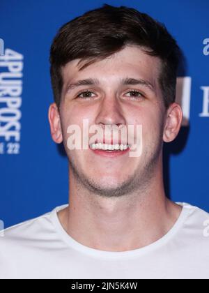 ELYSIAN PARK, LOS ANGELES, CALIFORNIA, USA - AUGUST 08: American professional basketball player for the Los Angeles Lakers of the National Basketball Association Austin Reaves arrives at Kershaw's Challenge Ping Pong 4 Purpose 2022 held at Dodger Stadium on August 8, 2022 in Elysian Park, Los Angeles, California, United States. (Photo by Xavier Collin/Image Press Agency) Stock Photo