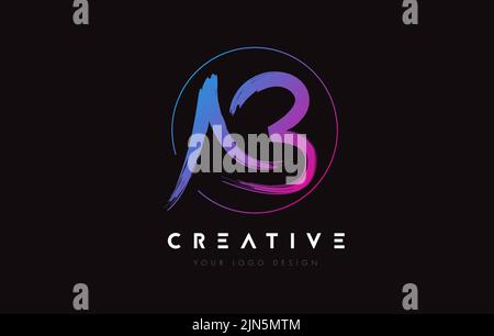 Handwritten AB A B Letters Logo Design Vector Illustration Stock Vector ...