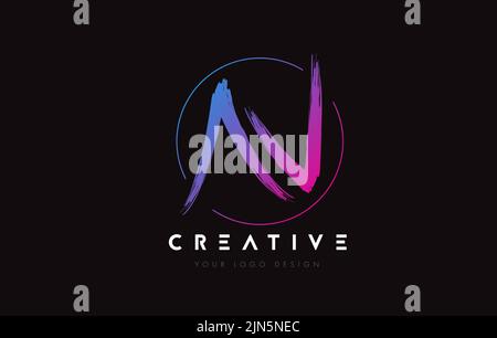 Creative Colorful AN Brush Letter Logo Design. Artistic Handwritten Brush Letters Logo Concept Vector. Stock Vector