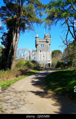 Helen's Tower is 19th-century folly and lookout tower in Bangor, County Down, Northern Ireland 24.04.2021 Stock Photo