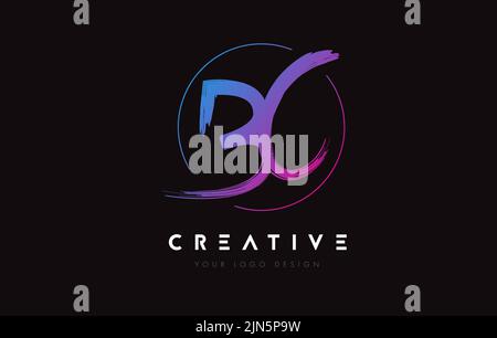 Creative Colorful BC Brush Letter Logo Design. Artistic Handwritten Brush Letters Logo Concept Vector. Stock Vector