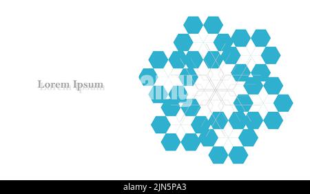 abstract blue white hexagon, network image, geometric texture background, scientific technology, medical concept Stock Photo