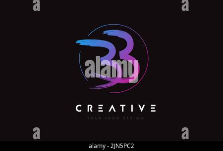 Creative Colorful BB Brush Letter Logo Design. Artistic Handwritten Brush Letters Logo Concept Vector. Stock Vector