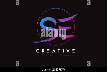 Creative Colorful SE Brush Letter Logo Design. Artistic Handwritten Brush Letters Logo Concept Vector. Stock Vector