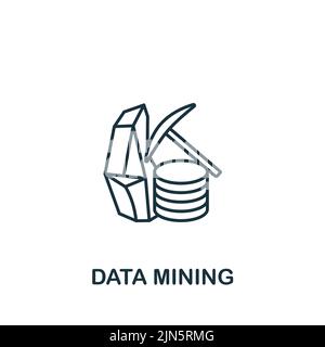 Data Mining icon. Monochrome simple line Data Science icon for templates, web design and infographics Stock Vector