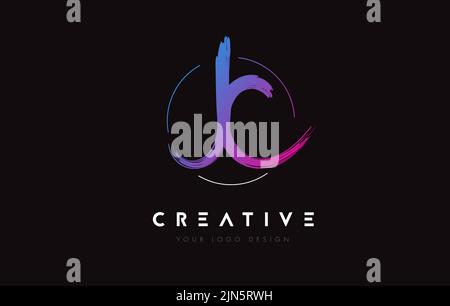 Creative Colorful JC Brush Letter Logo Design. Artistic Handwritten Brush Letters Logo Concept Vector. Stock Vector