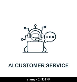 Ai Customer Service icon. Monochrome simple line Data Science icon for templates, web design and infographics Stock Vector