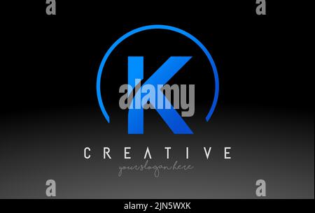 K Letter Logo Design with Black Blue Color. Cool Modern Icon Letters Logo Vector. Stock Vector