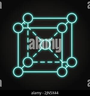 Crystal lattice neon icon in line style. Metal molecular structure. Vector illustration. Stock Vector
