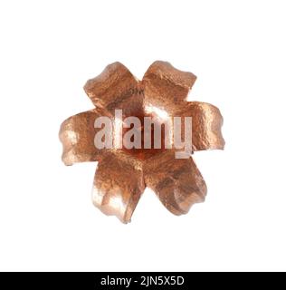 Expanded copper hollow point bullet isolated on a white background Stock Photo