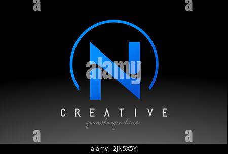 N Letter Logo Design with Black Blue Color. Cool Modern Icon Letters Logo Vector. Stock Vector