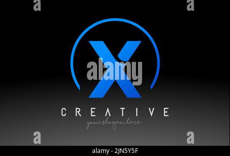 X  Letter Logo Design with Black Blue Color. Cool Modern Icon Letters Logo Vector. Stock Vector
