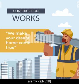 Flat construction posts set Vector illustration Stock Vector Image ...
