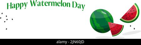 Vector illustration, banner for National Watermelon Day. Nice design for greeting card, party invitation with space for your text. Stock Vector