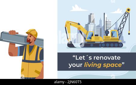 Flat construction posts set Vector illustration Stock Vector Image ...