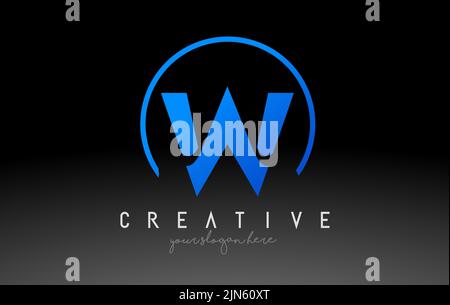 W Letter Logo Design with Black Blue Color. Cool Modern Icon Letters Logo Vector. Stock Vector