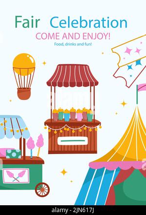 Flat fair vertical poster template Vector illustration Stock Vector ...