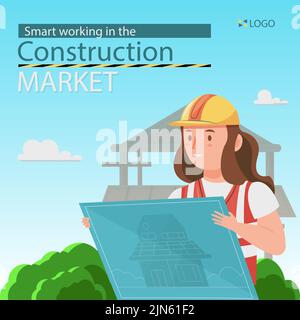 Flat construction posts set Vector illustration Stock Vector Image ...