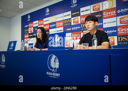 Gent. Belgium, 09 August 2022, KAA Gent's player Hyunseok Hong (Hongy) pictured at the signing of his contract at Belgian soccer club KAA Gent, Monday 08 August 2022 in Gent. BELGA PHOTO JAMES ARTHUR GEKIERE Stock Photo