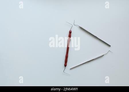 Instruments for periodontal examination. Dental probe on white background Stock Photo