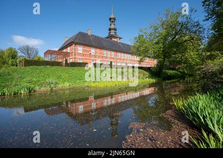 HUSUM, GERMANY - MAY 8, 2022: Husum Castle against blue sky, tourist attraction of Husum on May 8, 2022 in North Frisia, Germany Stock Photo