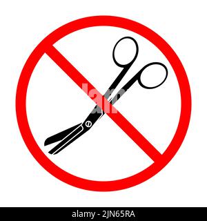 Scissors ban sign. Scissors prohibition sign. No scissors sign. Vector illustration. Stock Vector