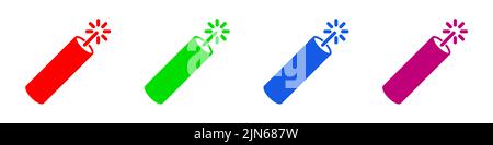 Dynamite stick icons set. Dynamite isolated icon. Colored signs. Vector illustration. Stock Vector