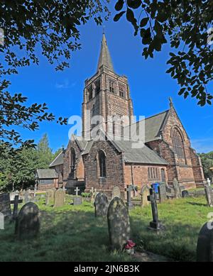 St John the Evangelist, Gothic Revival architecture church, Old Chester Road,Higher Walton,  Warrington, Cheshire, England, UK, WA4 6TQ Stock Photo