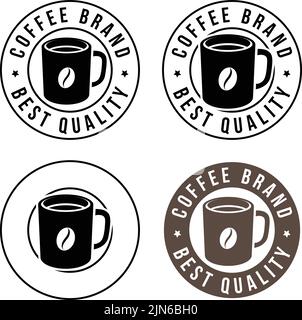 Round Coffee Mug with Coffee Bean Icons isolated on a White Background Stock Vector