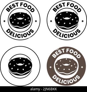 Round Doughnut or Donut Icon with Text isolated on a White Background Stock Vector