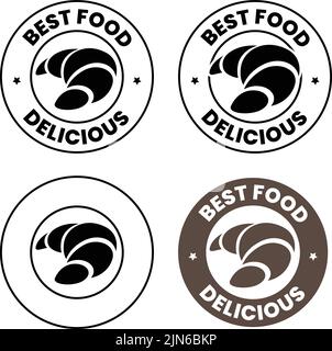 Round Croissant Icon with Text isolated on a White Background Stock Vector