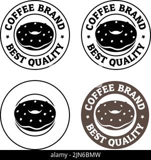 Round Doughnut or Donut Icon with Text isolated on a White Background Stock Vector