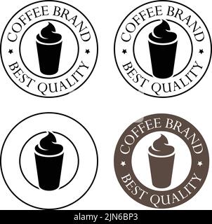 Iced Coffee Icon with Text isolated on a White Background Stock Vector
