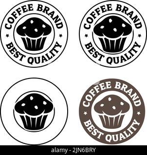 Round Muffin Icon with Text isolated on a White Background Stock Vector