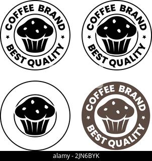 Round Muffin Icon with Text isolated on a White Background Stock Vector