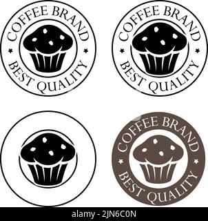 Round Muffin Icon with Text isolated on a White Background Stock Vector